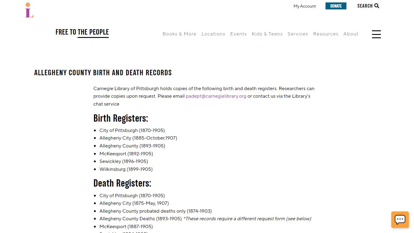 Allegheny County Birth and Death Records - Carnegie Library of Pittsburgh